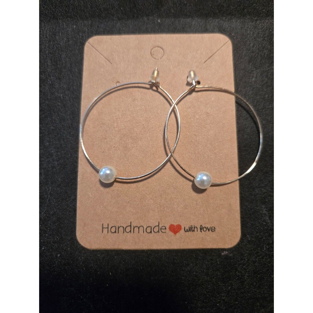 Handmade Hoop Earrings with Pearl